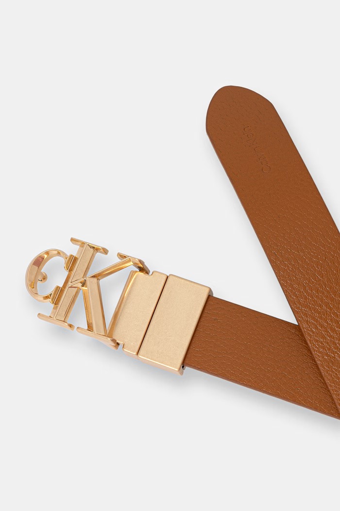 Akcesoria Calvin Klein pasek dwustronny damski skórzany LV04F7044G brązowy