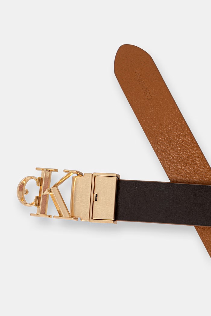Calvin Klein pasek dwustronny damski skórzany brązowy LV04F7044G