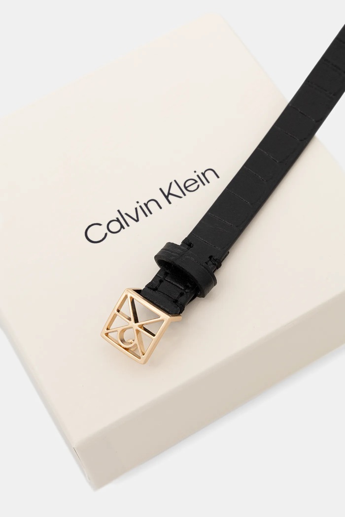 Dodatki Calvin Klein pas ženski usnjeni LV04F7053G črna