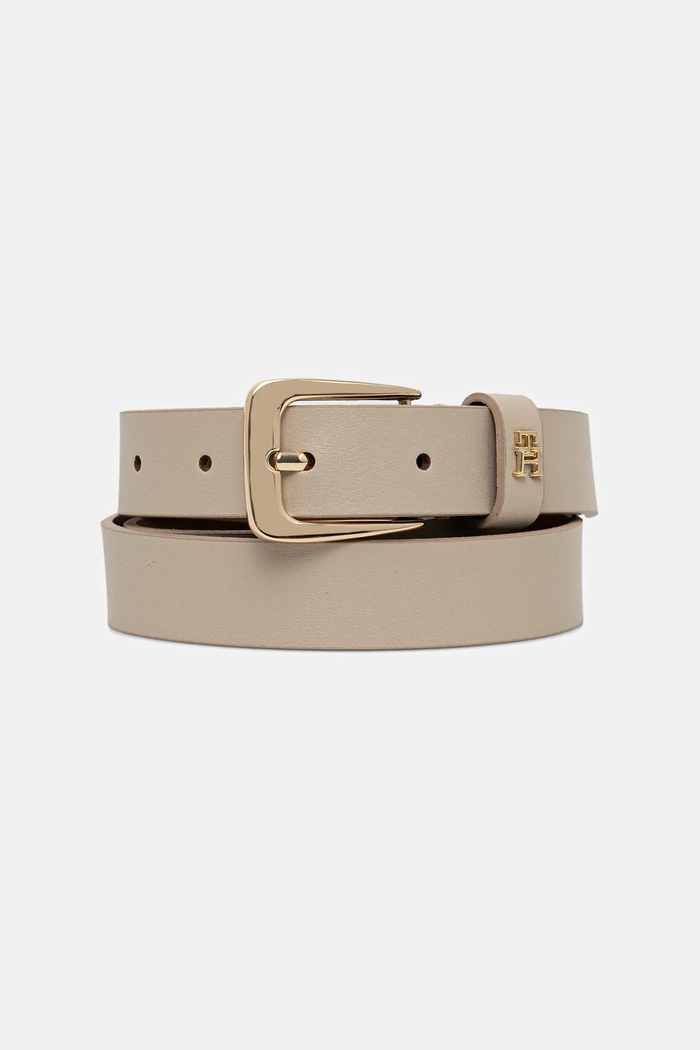 Kožený opasok Tommy Hilfiger béžová AW0AW17767