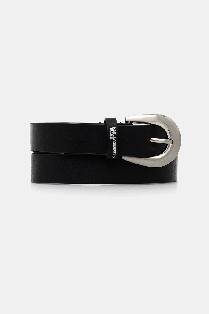 Δερμάτινη ζώνη Karl Lagerfeld Jeans μαύρο A4W33094