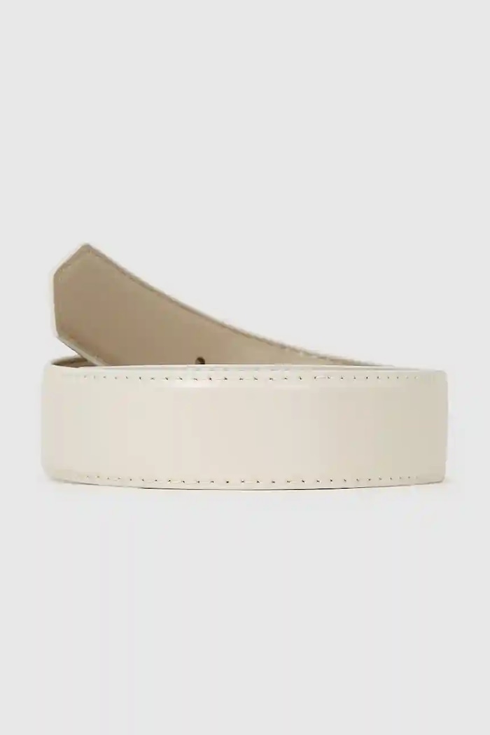 Obojstranný kožený opasok Karl Lagerfeld K/AUTOGRAPH A4W33022 béžová AW25