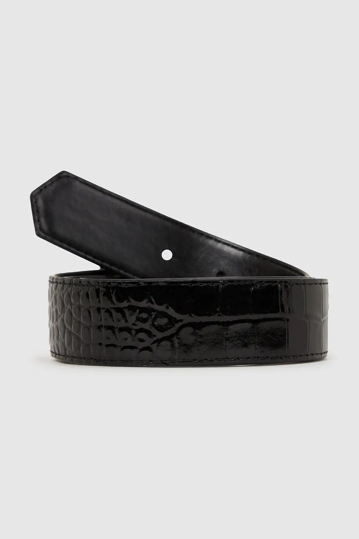 Obojstranný kožený opasok Karl Lagerfeld K/AUTOGRAPH A4W33023 čierna AW25