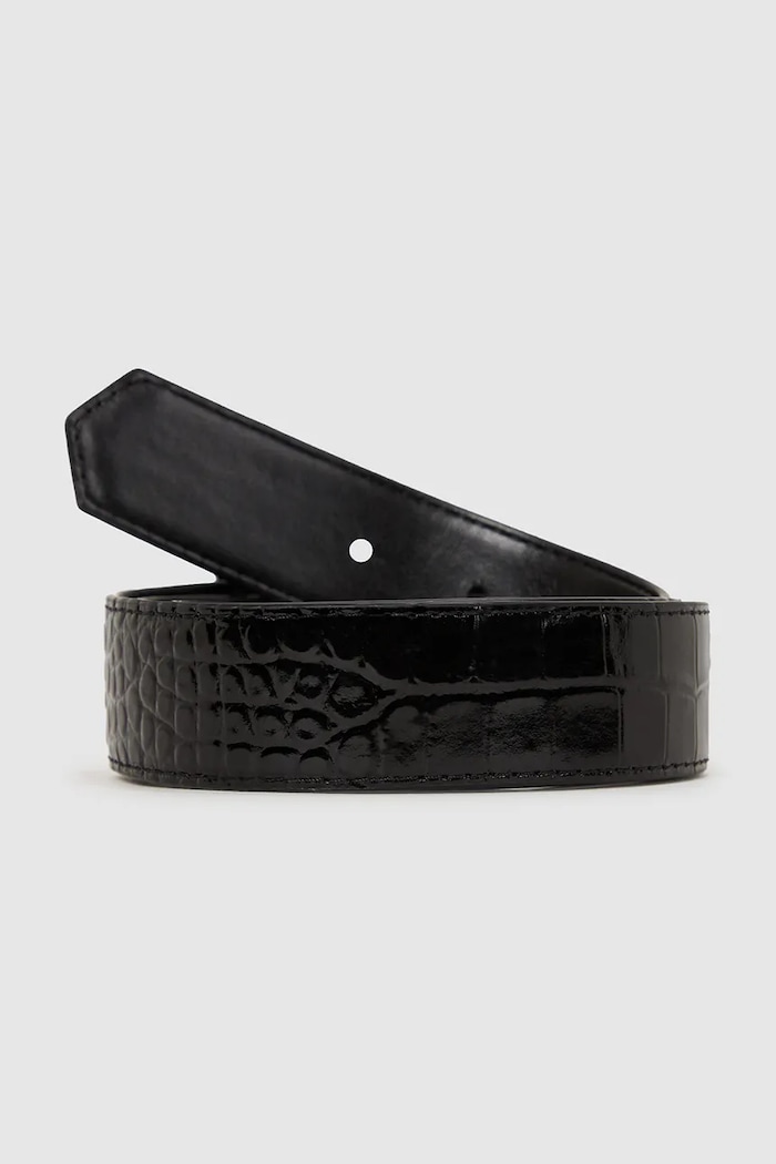 Obojstranný kožený opasok Karl Lagerfeld K/AUTOGRAPH A4W33023 čierna AW25