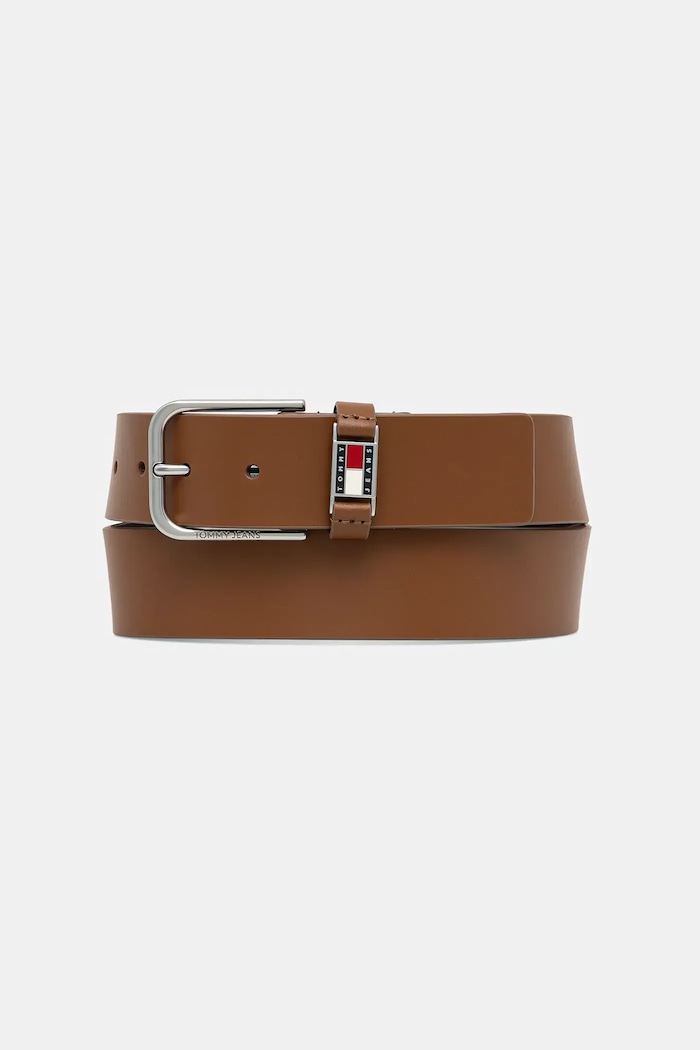 Kožený opasok Tommy Jeans hnedá AM0AM13687