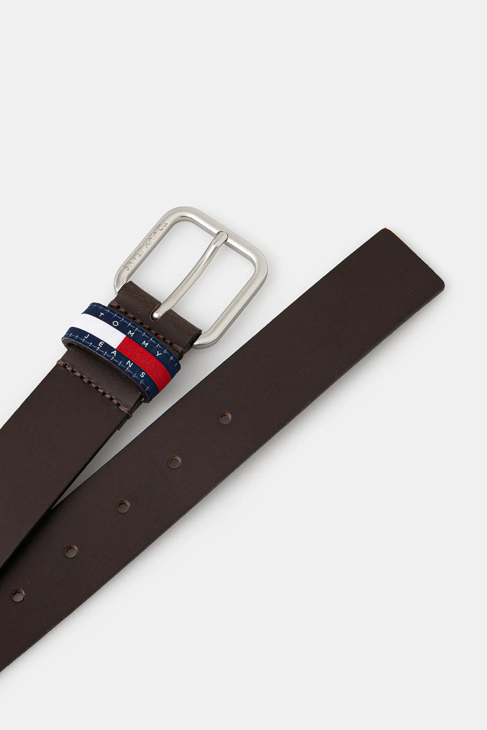 Tommy Jeans curea de piele AM0AM13688 maro AW25
