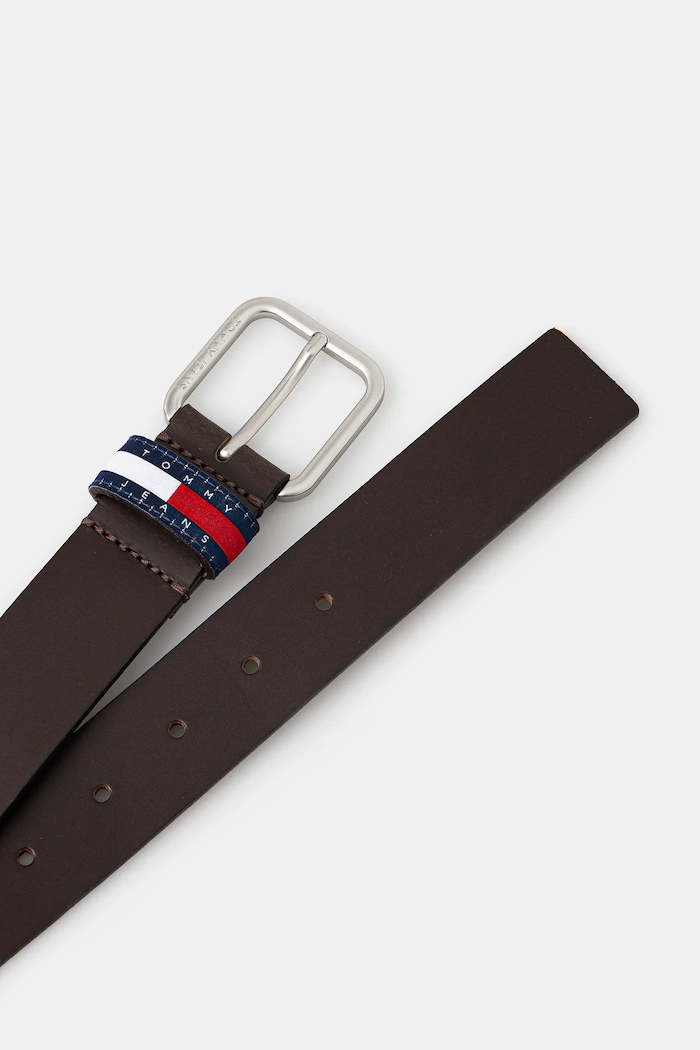 Tommy Jeans curea de piele AM0AM13688 maro AW25