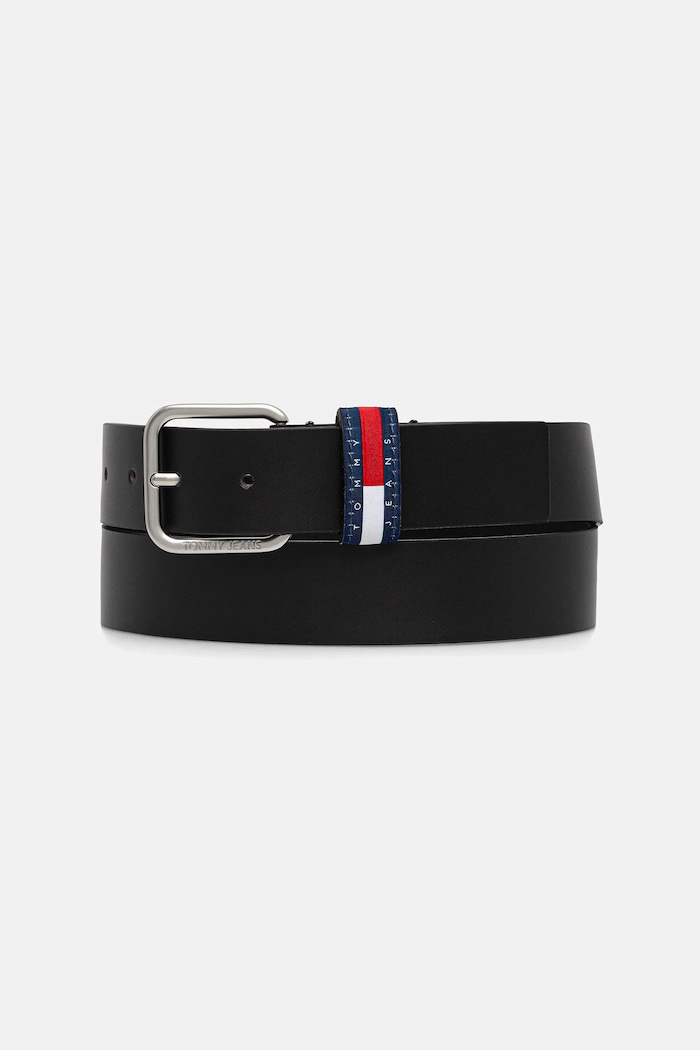 Tommy Jeans opasok pánsky kožený čierna AM0AM13688
