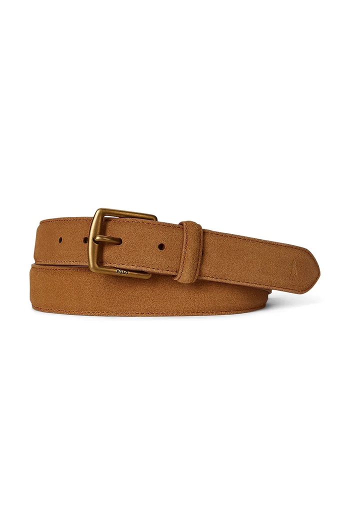 Remen od brušene kože Polo Ralph Lauren smeđa 405978787