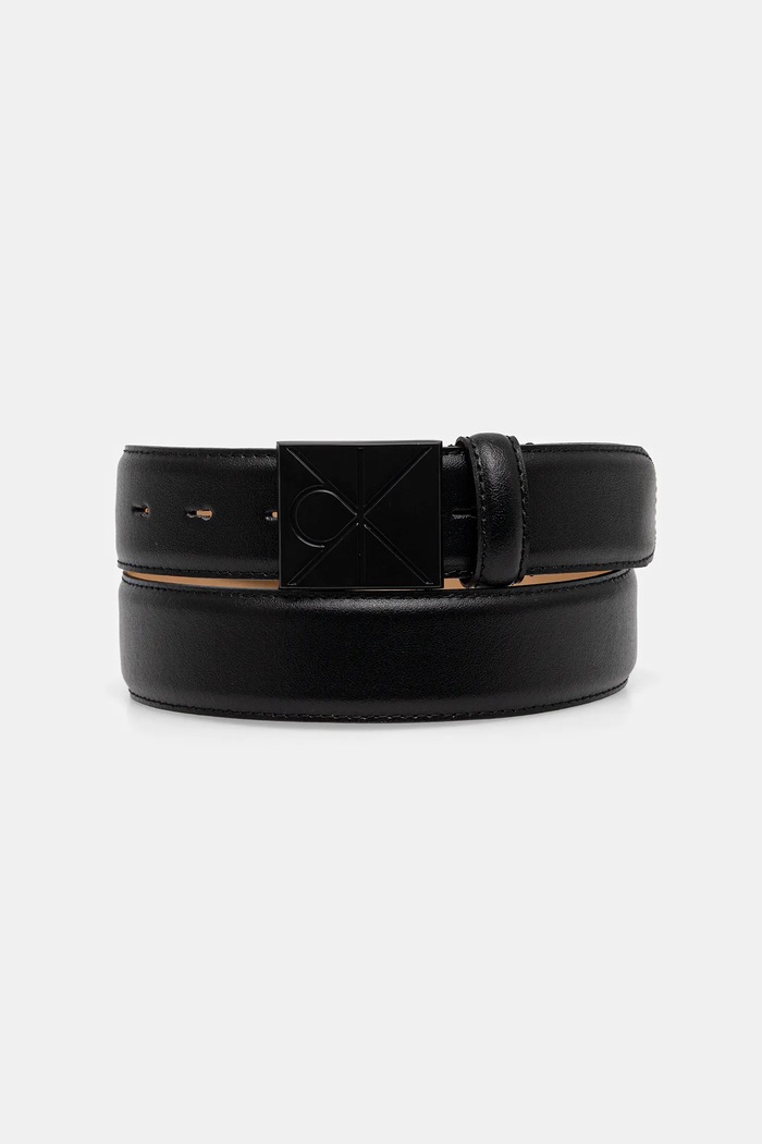 Calvin Klein pas moški usnjeni Zrnato usnje črna LV04D7046G