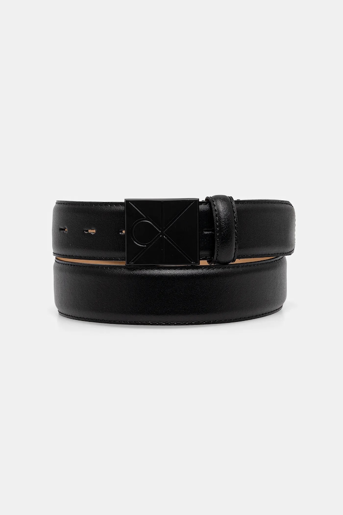 Calvin Klein pas moški usnjeni Zrnato usnje črna LV04D7046G