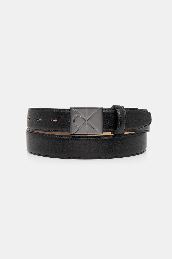Calvin Klein pas moški usnjeni Zrnato usnje črna LV04D7046G