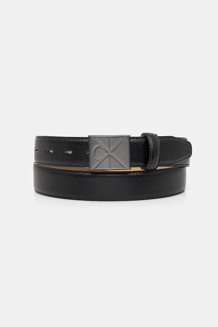 Calvin Klein pas moški usnjeni Zrnato usnje črna LV04D7046G