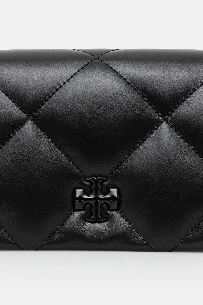 Usnjena torbica Tory Burch Kira Diamond črna 170622.001