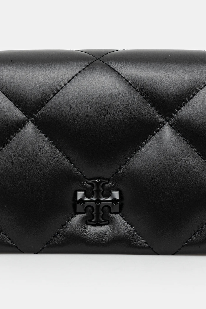 Usnjena torbica Tory Burch Kira Diamond črna 170622.001