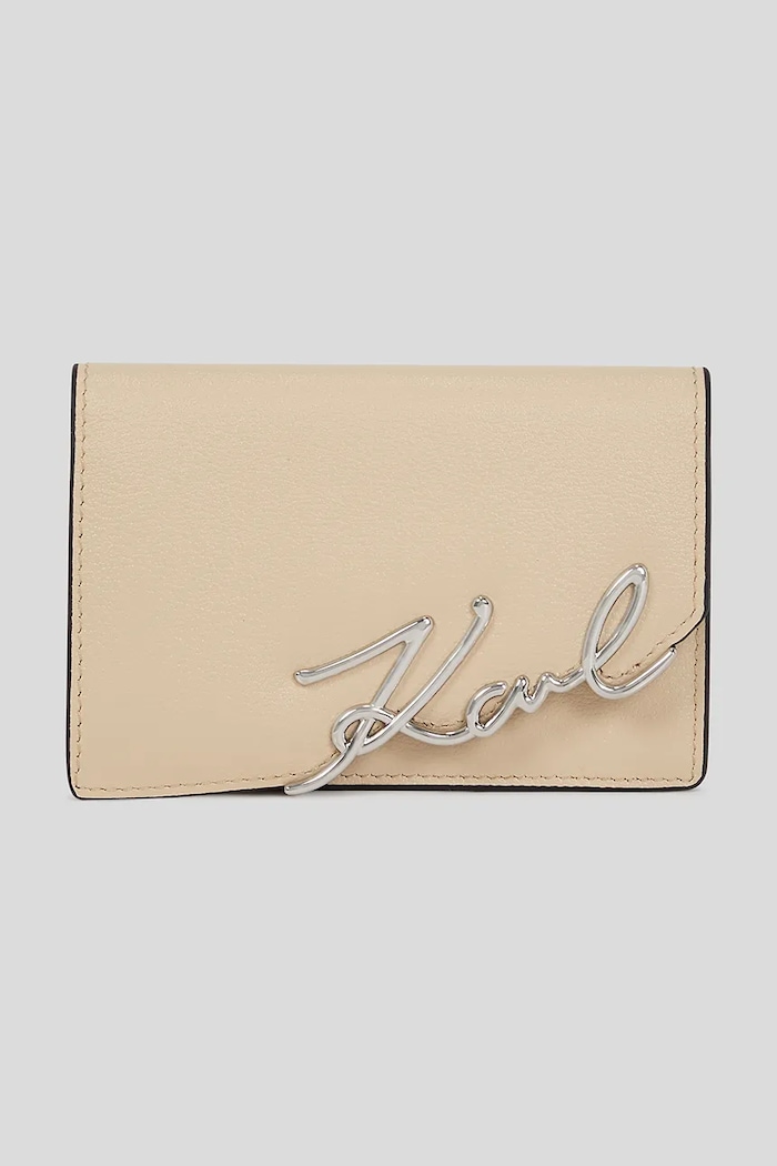 Karl Lagerfeld portfel skórzany K/SIGNATURE skóra licowa beżowy A3W32018