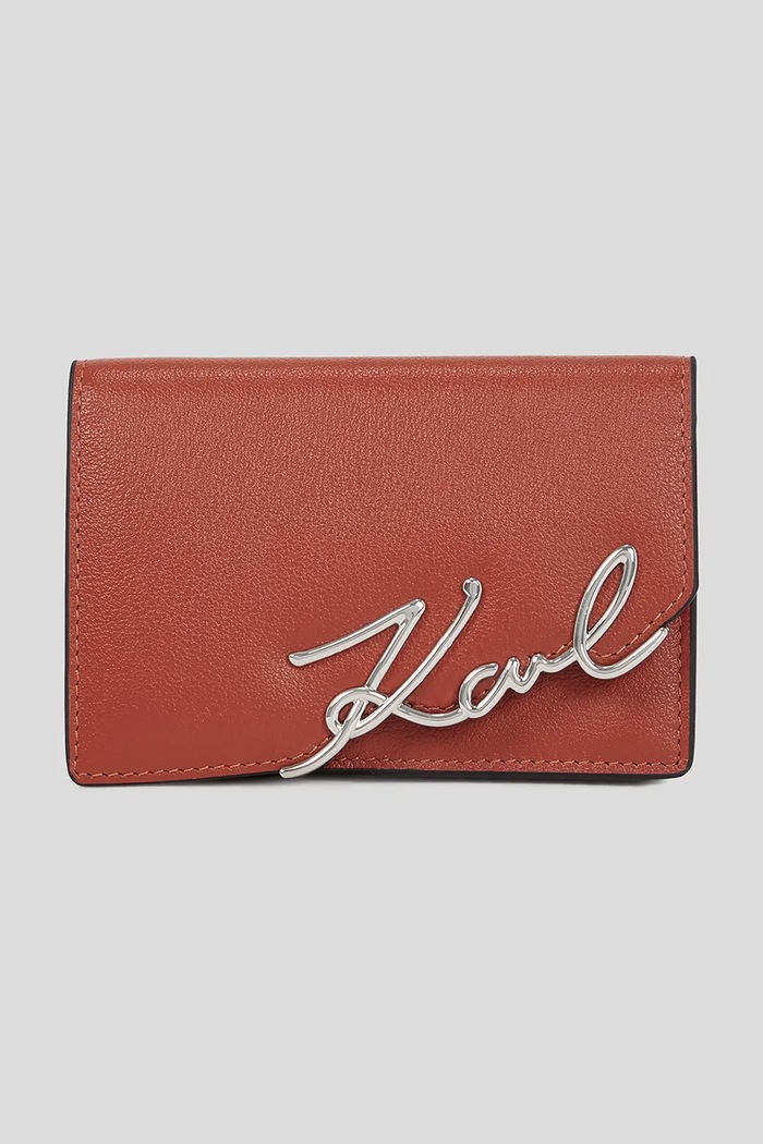 Kožená peňaženka Karl Lagerfeld K/SIGNATURE usňová koža červená A3W32018