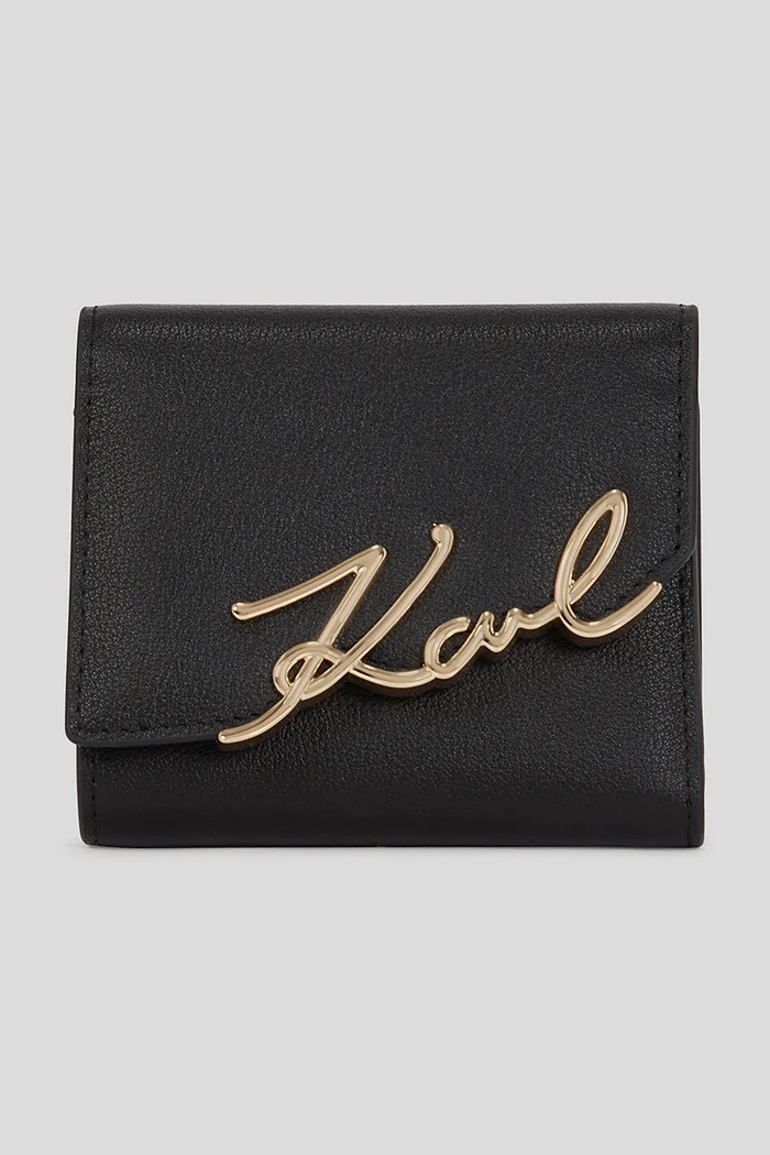 Kožená peňaženka Karl Lagerfeld K.SIGNATURE usňová koža čierna A3W32019