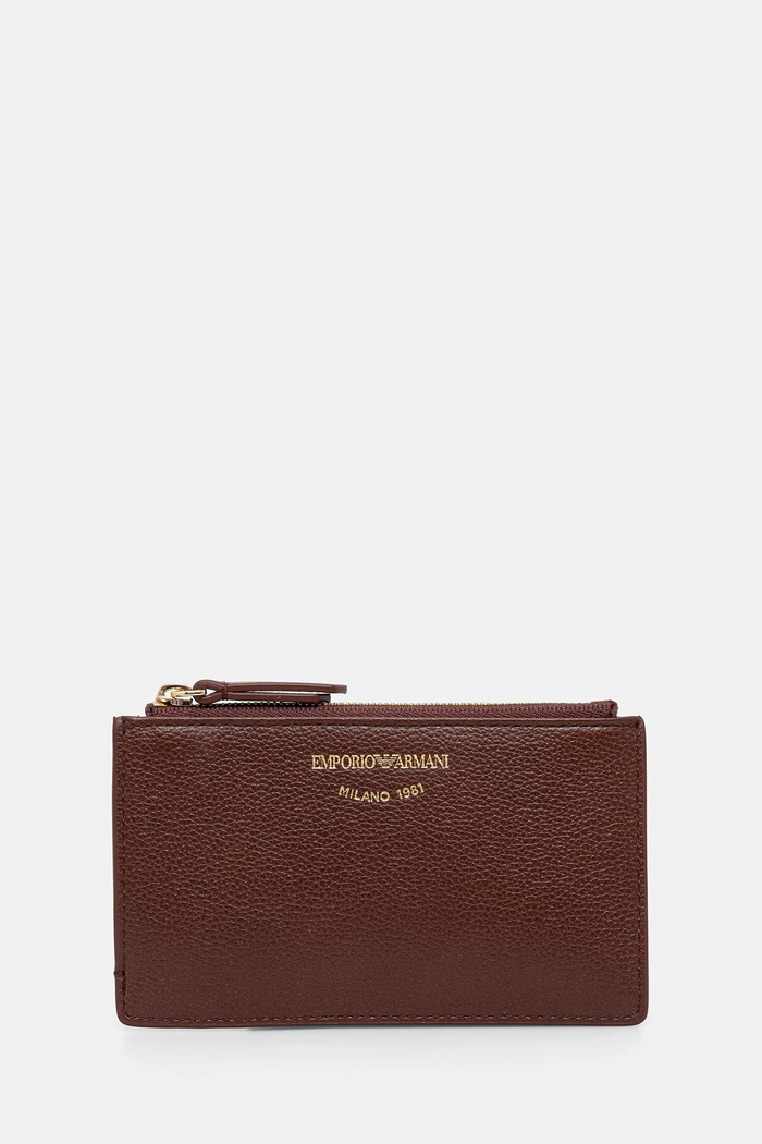 Emporio Armani portfel damski skórzany brązowy EW003035.AF19568
