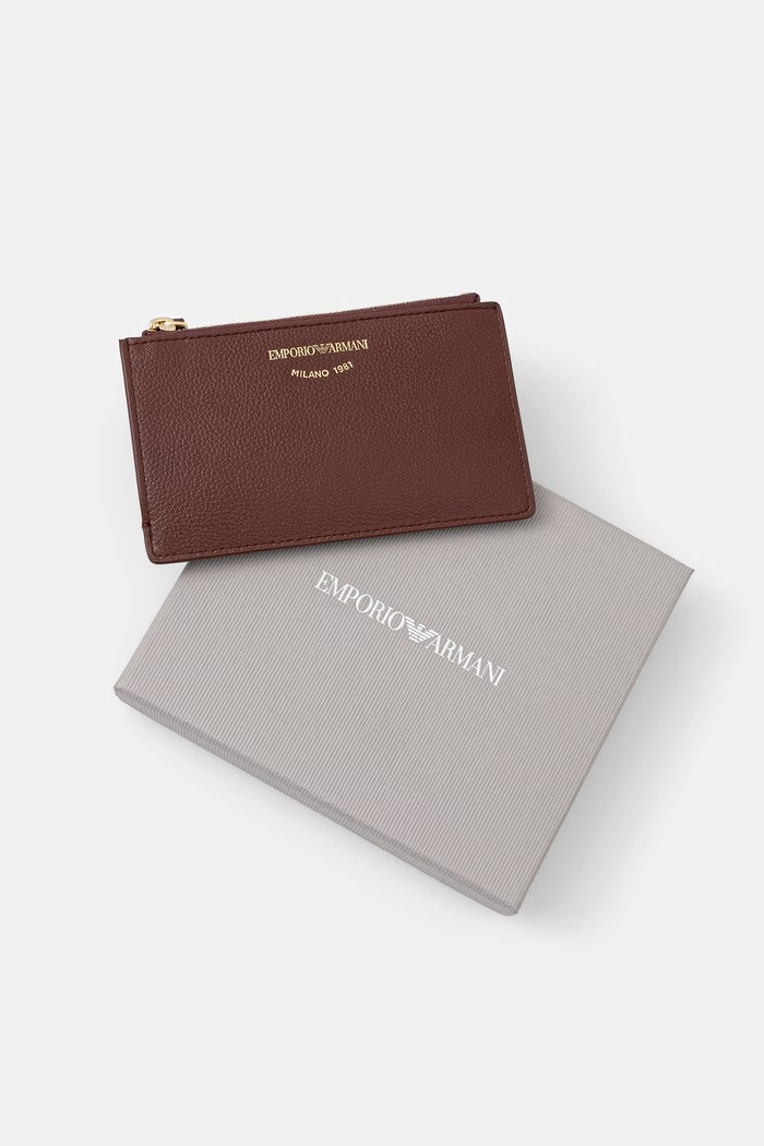 Emporio Armani portfel damski skórzany brązowy EW003035.AF19568