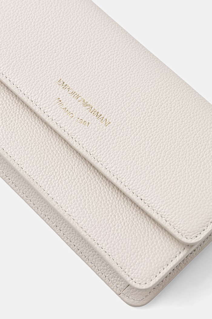 Kožená listová kabelka Emporio Armani béžová EW003036.AF19568