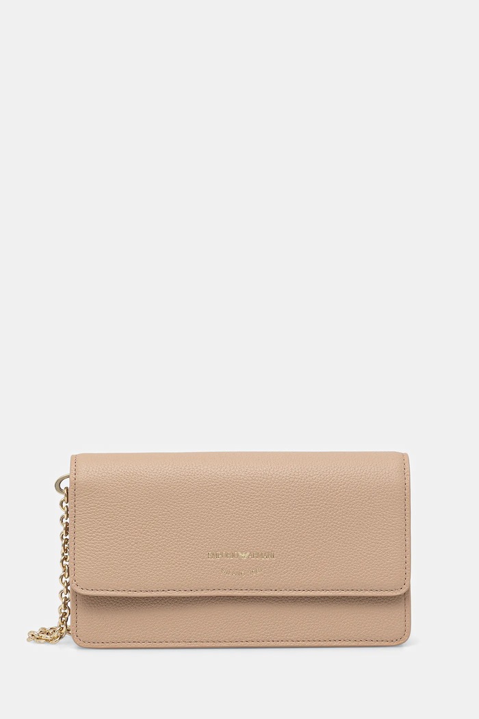 Kožená listová kabelka Emporio Armani EW003036.AF19568 béžová SS26