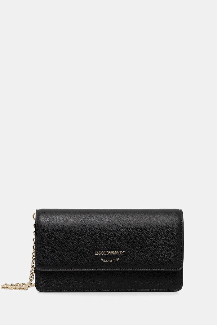 Kožená listová kabelka Emporio Armani usňová koža čierna EW003036.AF19568