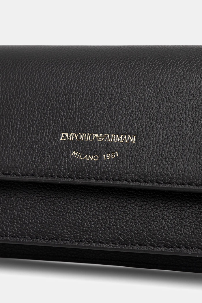 Kožená listová kabelka Emporio Armani čierna EW003036.AF19568