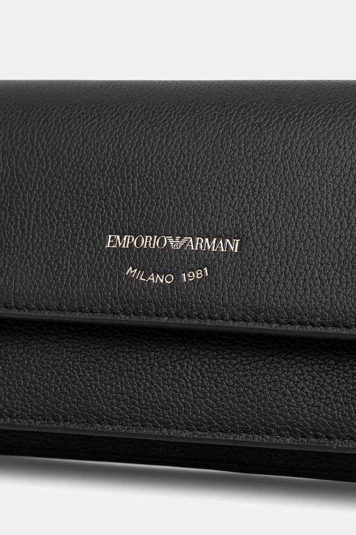 Kožená listová kabelka Emporio Armani čierna EW003036.AF19568