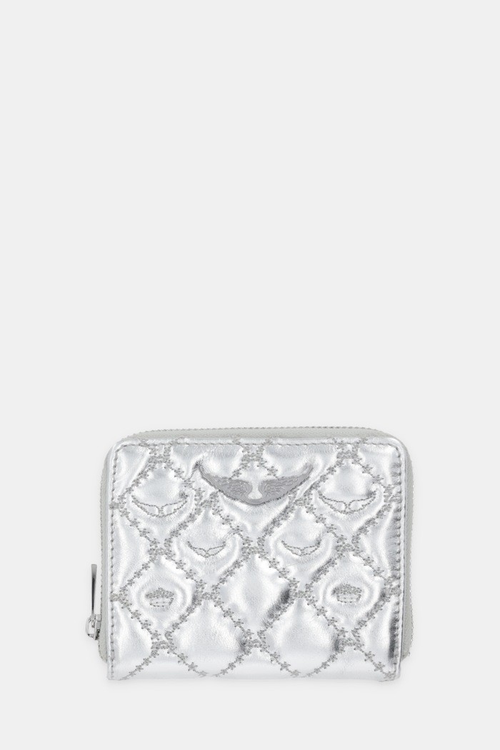 Кожен портфейл ZADIG&VOLTAIRE гладка кожа сребърен LWSG03721