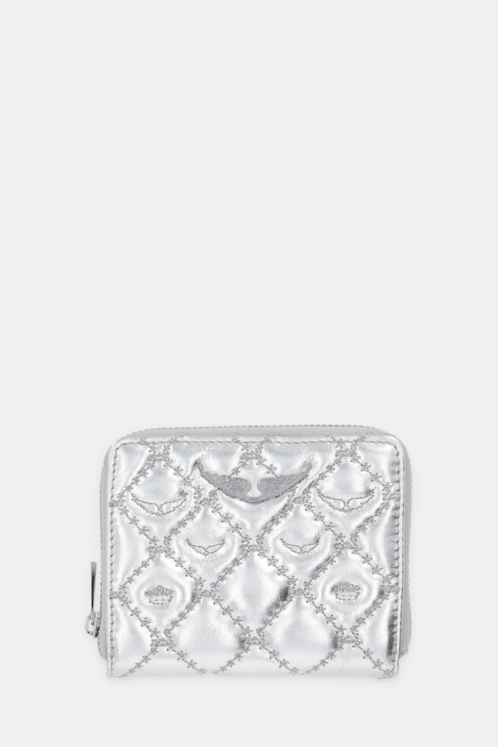 Кожен портфейл ZADIG&VOLTAIRE гладка кожа сребърен LWSG03721