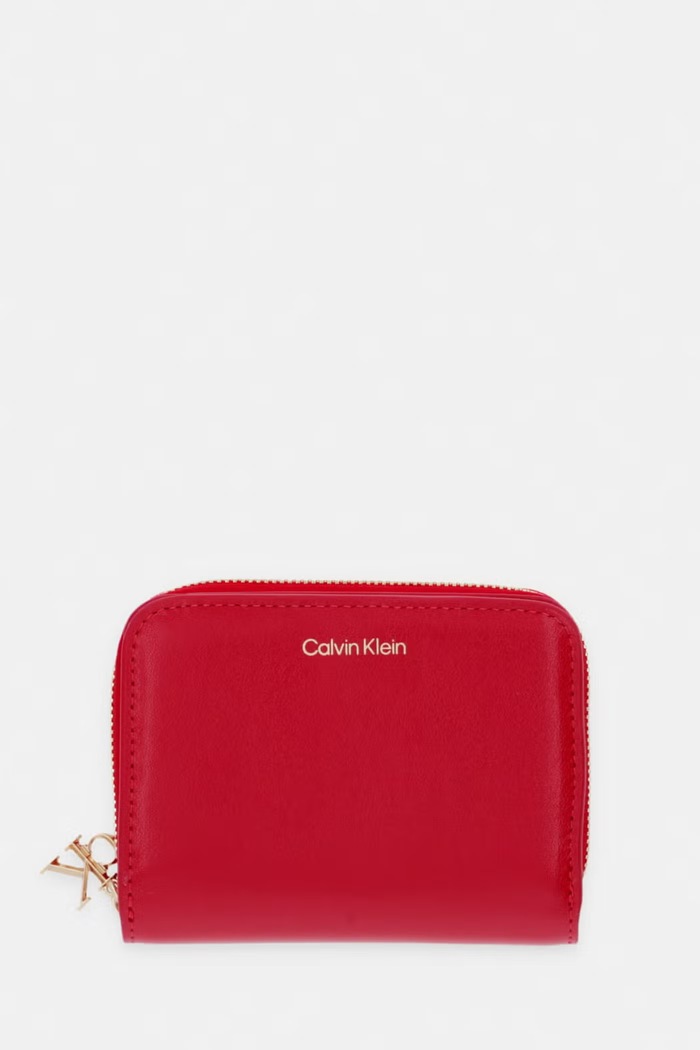 Calvin Klein portfel damski skórzany bordowy LV04F1075G