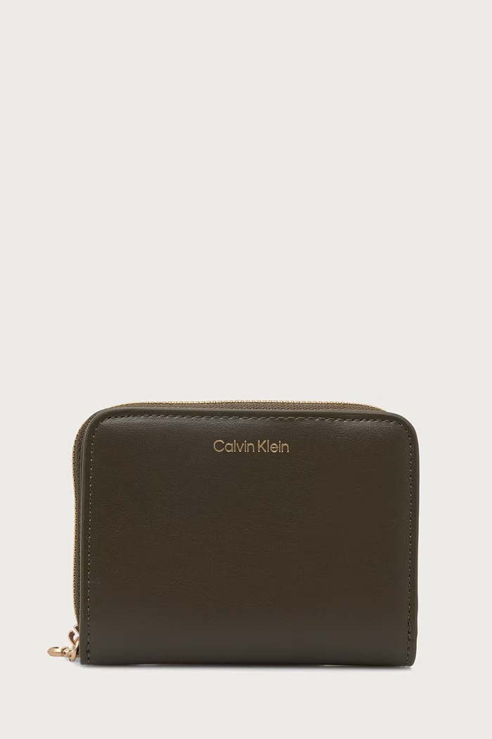 Calvin Klein Portfel damski skórzany zielony LV04F1075G