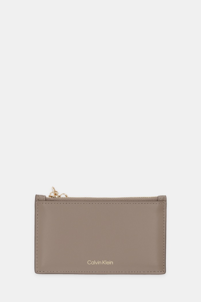 Кожен портфейл Calvin Klein гладка кожа бежов LV04F1076G