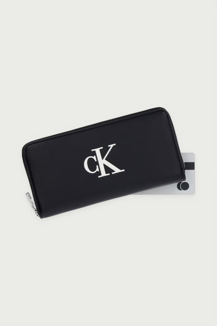 Calvin Klein portfel damski z imitacji skóry czarny LV04F1077G