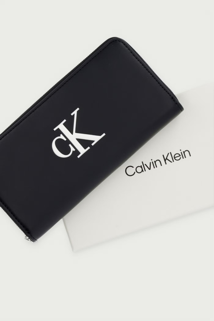 Calvin Klein portfel damski z imitacji skóry LV04F1077G czarny