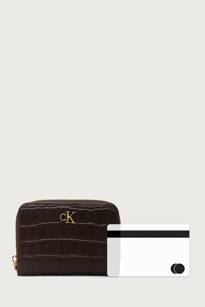 Calvin Klein portfel damski skórzany LV04F1095G brązowy