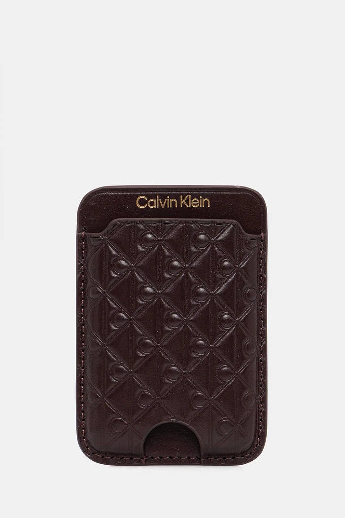 Кожен калъф за карти Calvin Klein калъф за карти бордо LV04F1100G