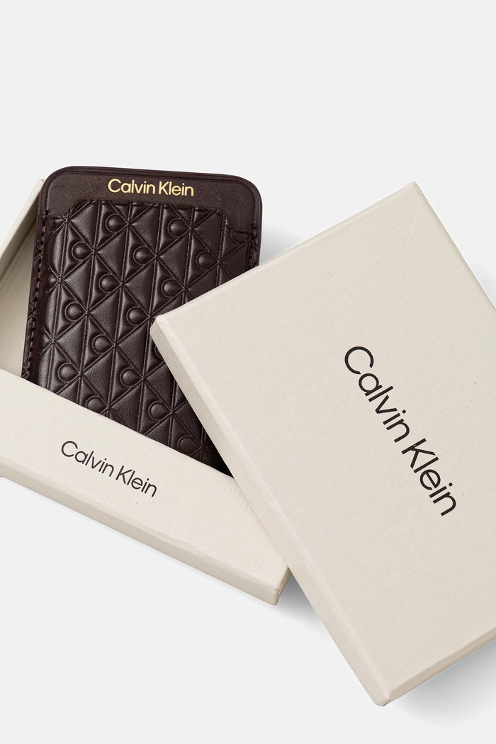 Кожен калъф за карти Calvin Klein бордо LV04F1100G