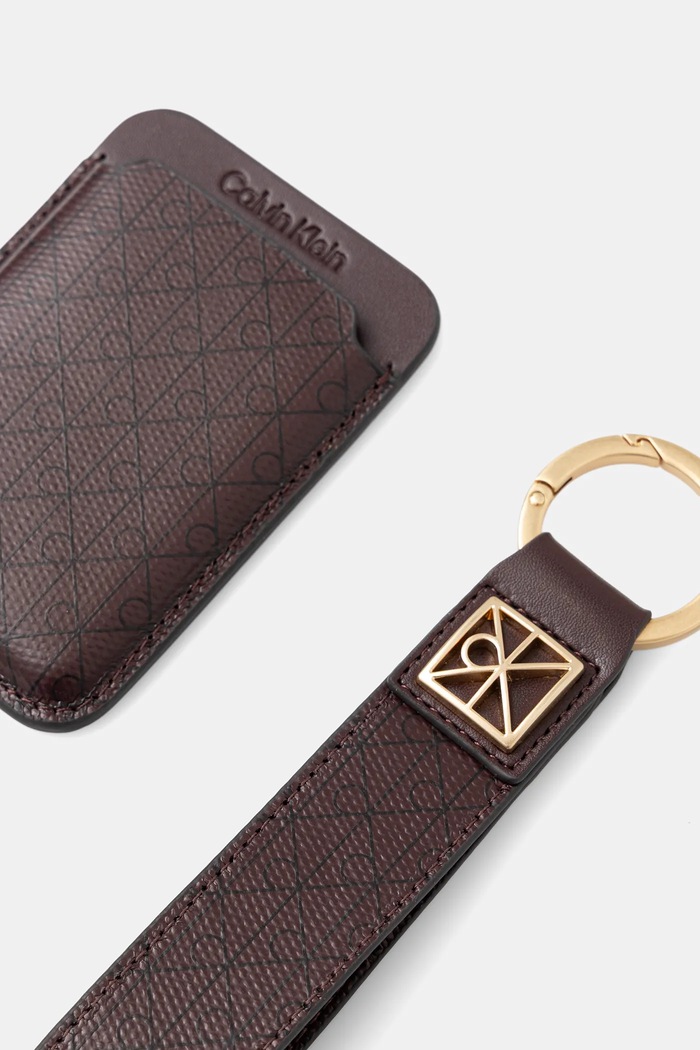 Calvin Klein husă pentru carduri și breloc LV04F1101G burgundia AW25