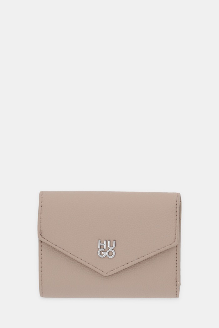 Πορτοφόλι HUGO Chris 2.0 FlapWallet απομίμηση λείου δέρματος μπεζ 50547914