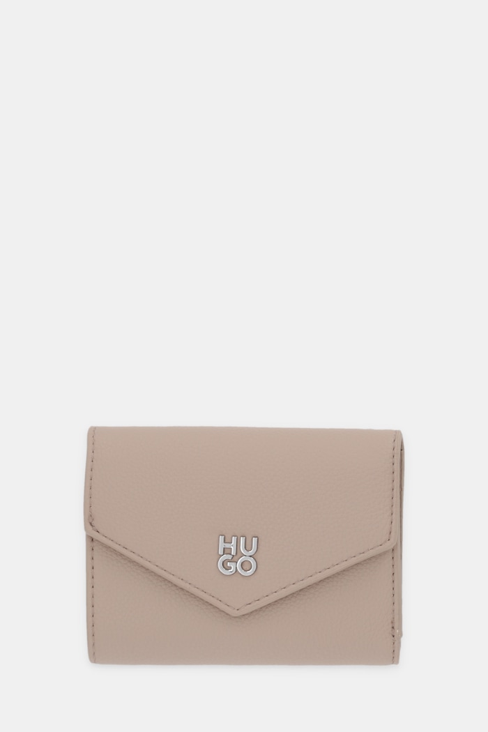 Πορτοφόλι HUGO Chris 2.0 FlapWallet απομίμηση λείου δέρματος μπεζ 50547914