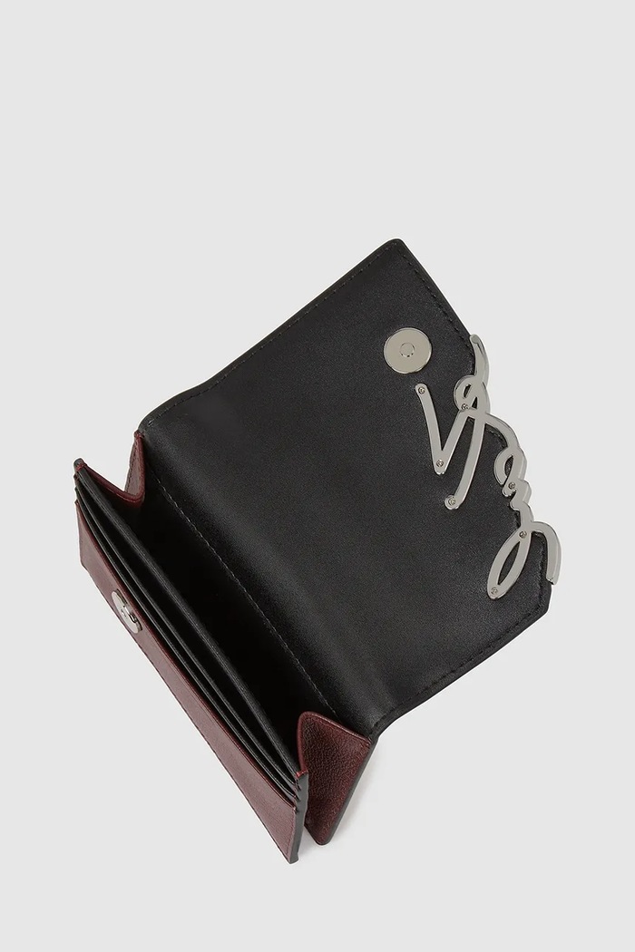 Accesorii Karl Lagerfeld portofel de piele K/SIGNATURE A4W32018 burgundia