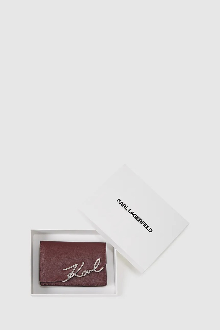 Karl Lagerfeld portofel de piele K/SIGNATURE burgundia A4W32018