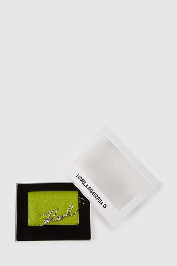 Kožená peňaženka Karl Lagerfeld K/SIGNATURE zelená A4W32019