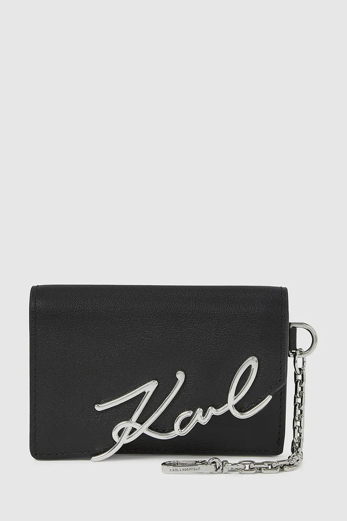 Karl Lagerfeld portfel skórzany K/SIGNATURE skóra licowa czarny A4W32019
