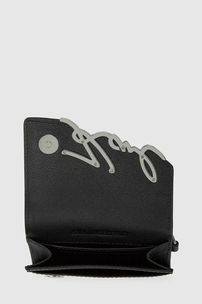 Akcesoria Karl Lagerfeld portfel skórzany K/SIGNATURE A4W32019 czarny