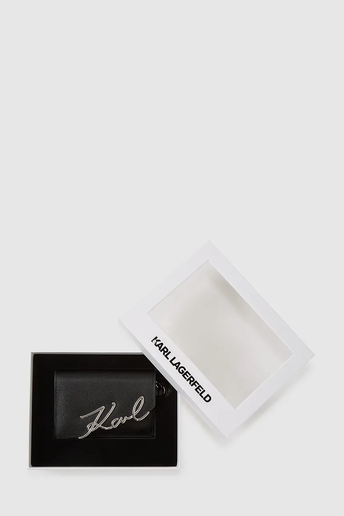 Karl Lagerfeld portfel skórzany K/SIGNATURE czarny A4W32019