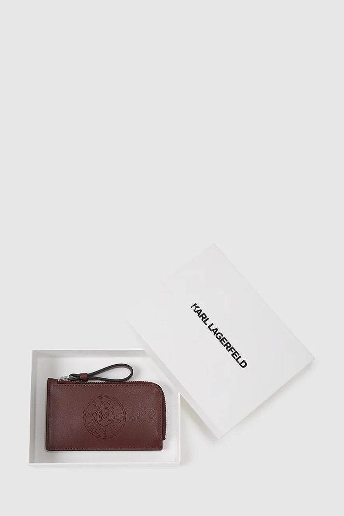 Karl Lagerfeld portfel skórzany K/CIRCLE bordowy A4W32024