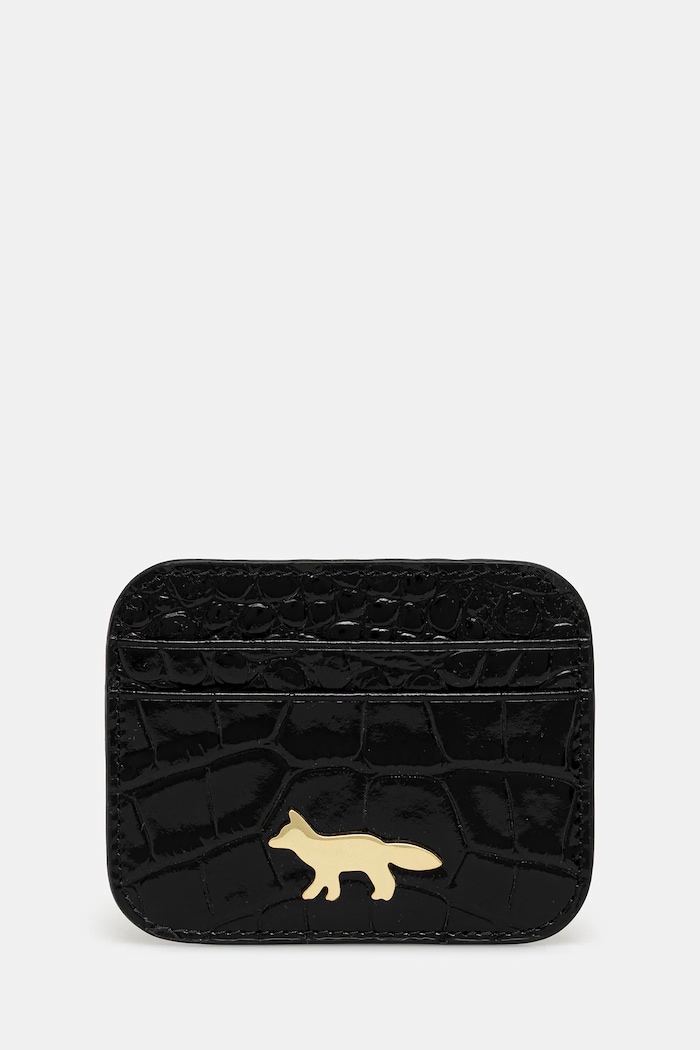 Maison Kitsuné leather card holder Edie Cardholder applique black OW05700LR0045